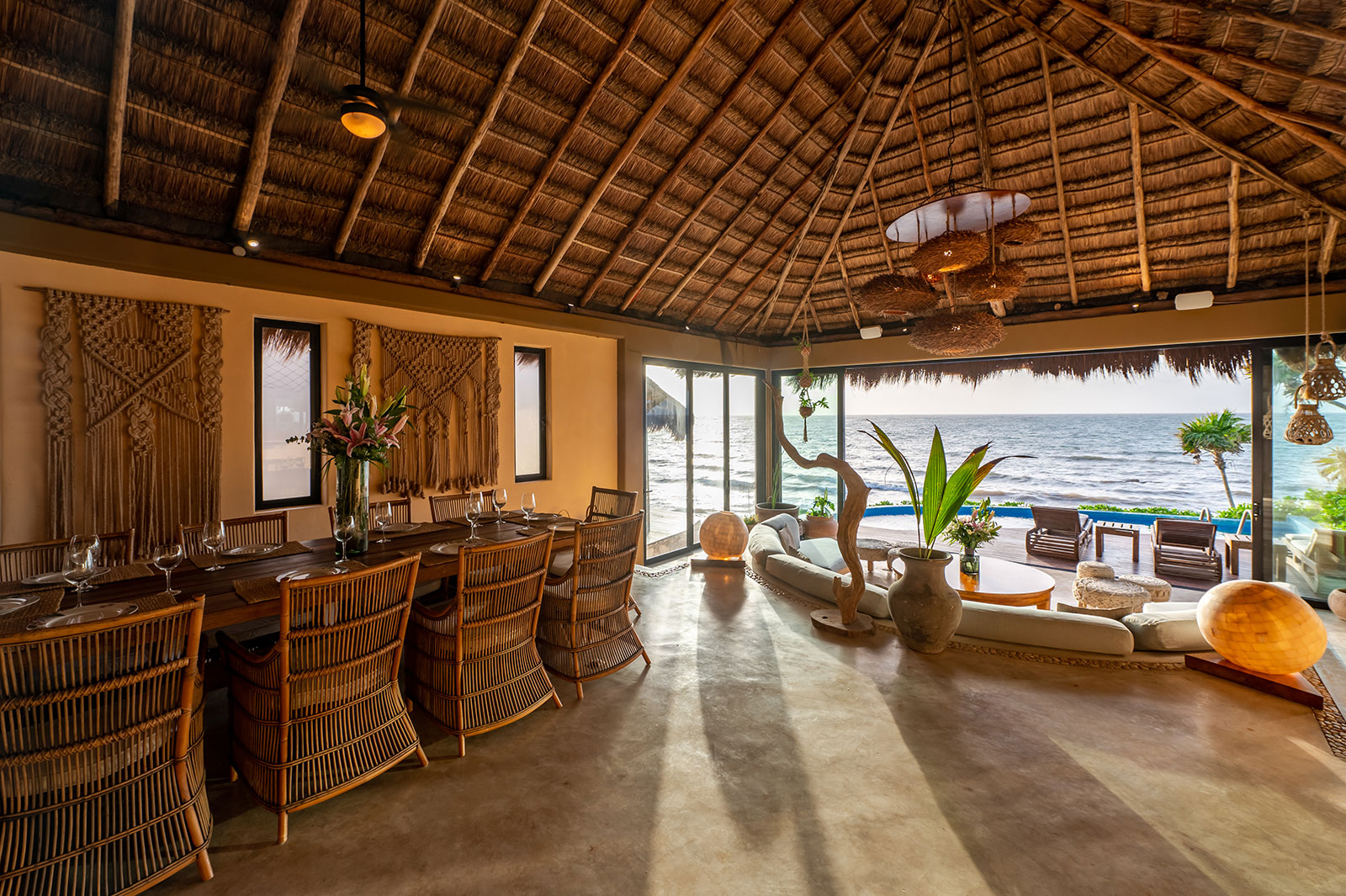 beachfront villa tulum living room