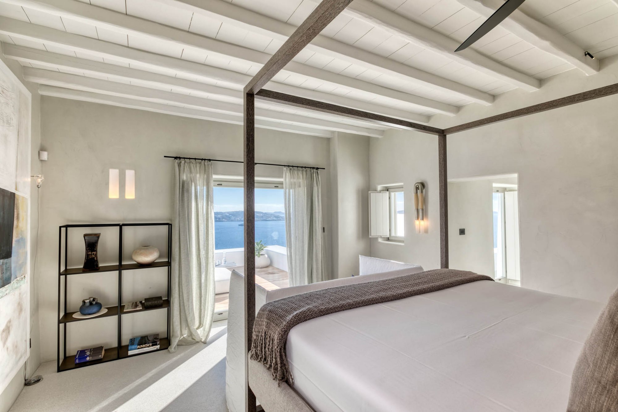 breathtaking sight from a mykonos villa bedroom