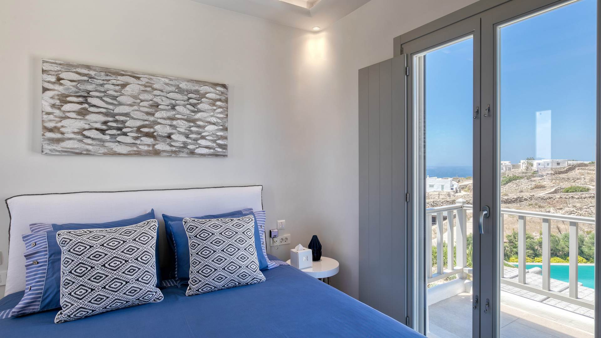 stunning views from myknos villa master bedroom