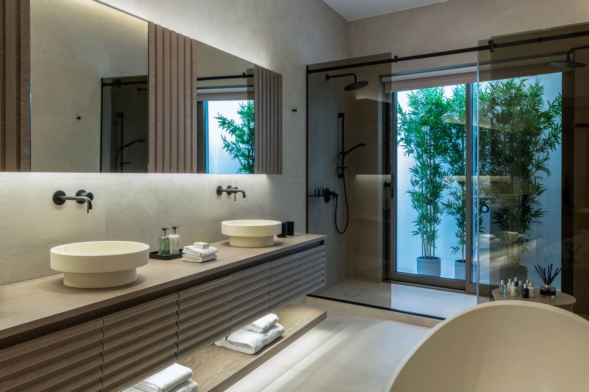 classy bathroom in mykonos luxurious villa