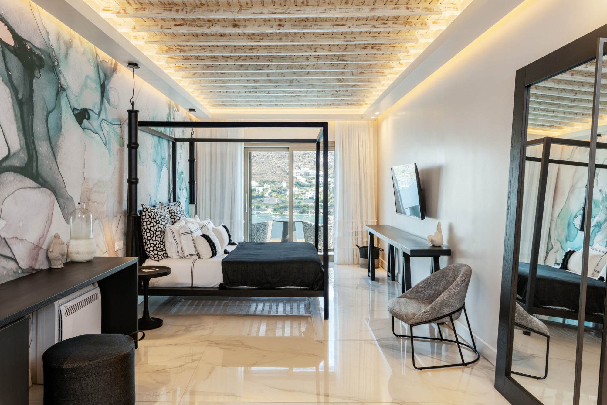 luxury master bedroom mykonos